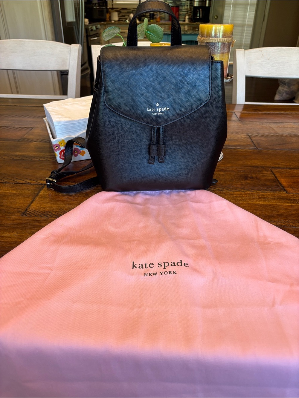 Kate Spade Black Leather Small Backpack